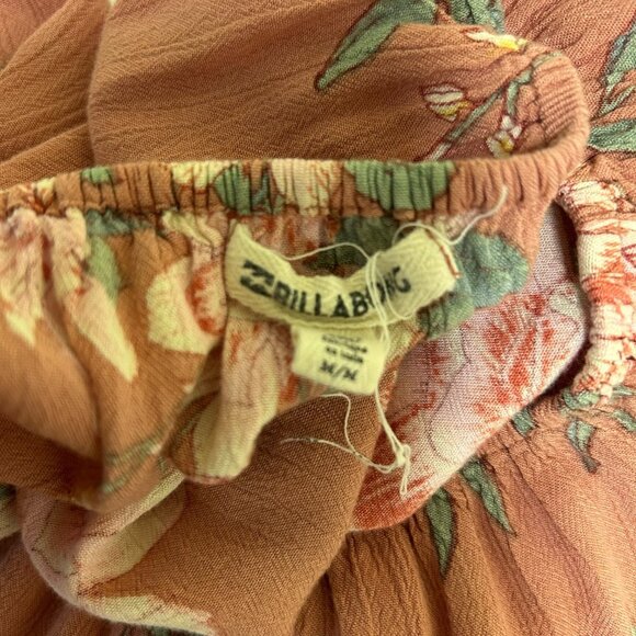 Billabong Neutral Cabbage Rose Floral Off Shoulder Crop Flowy Top Size M - Picture 5 of 5